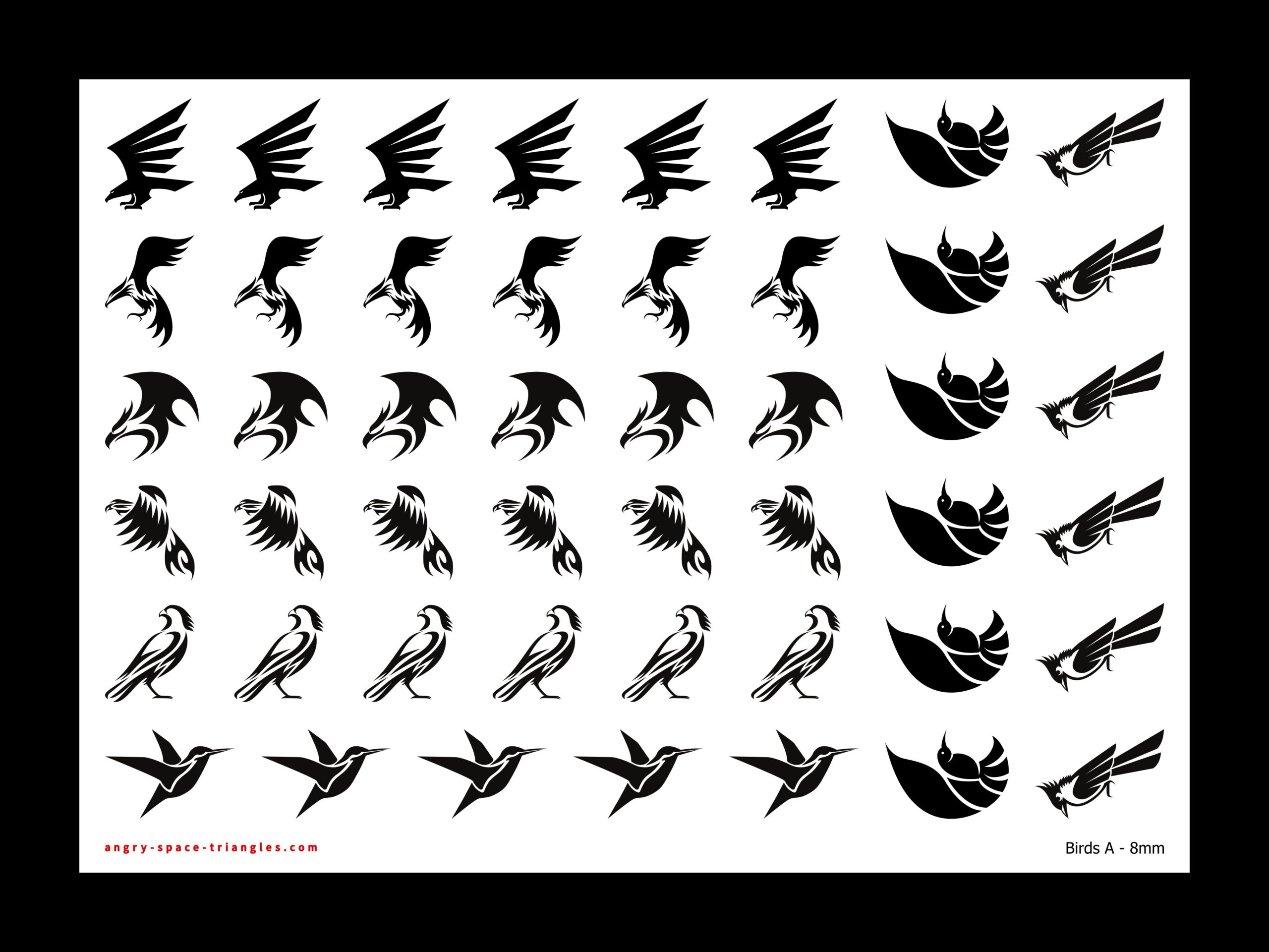 Set of bird decals / transfers 