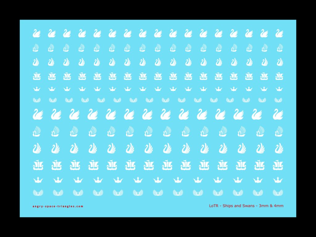 Sheet of 3mm & 4mm Dol Amroth decals