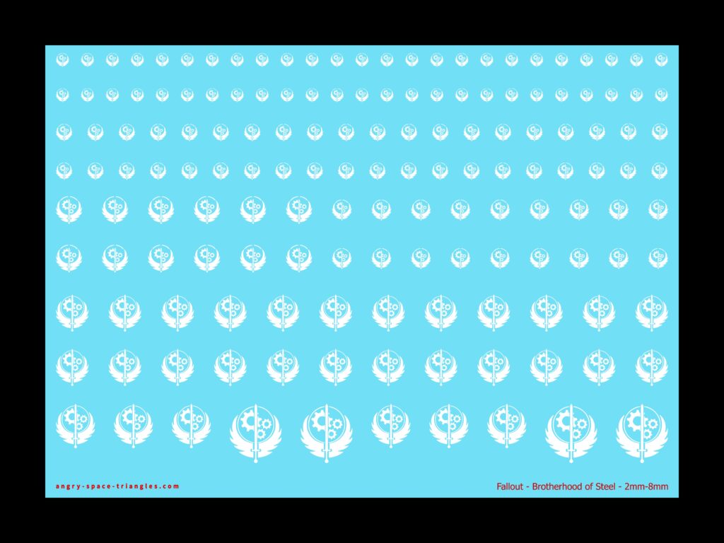 Brotherhood of Steel decals in white for Fallout game