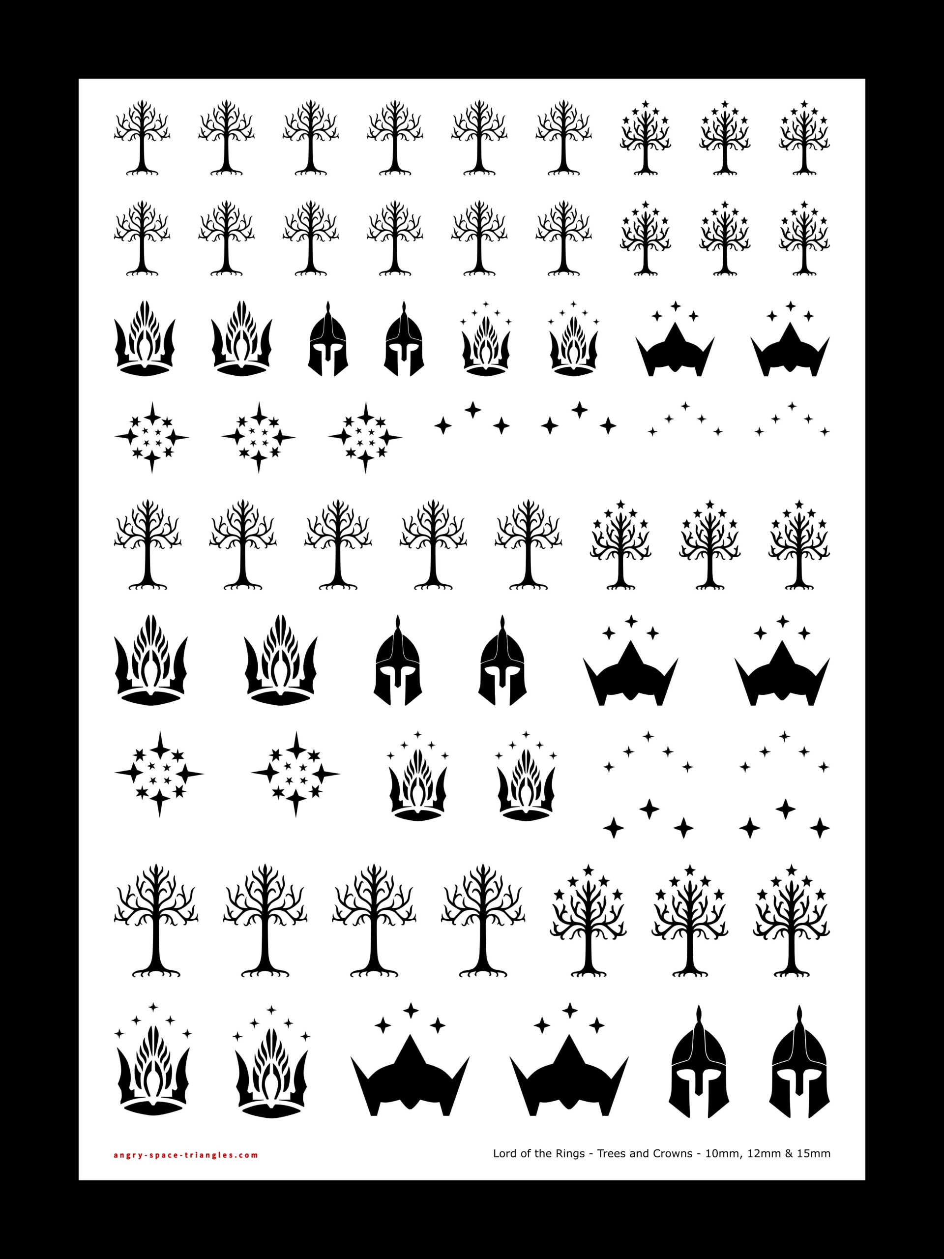 Sheet of larger Gondor transfers in black