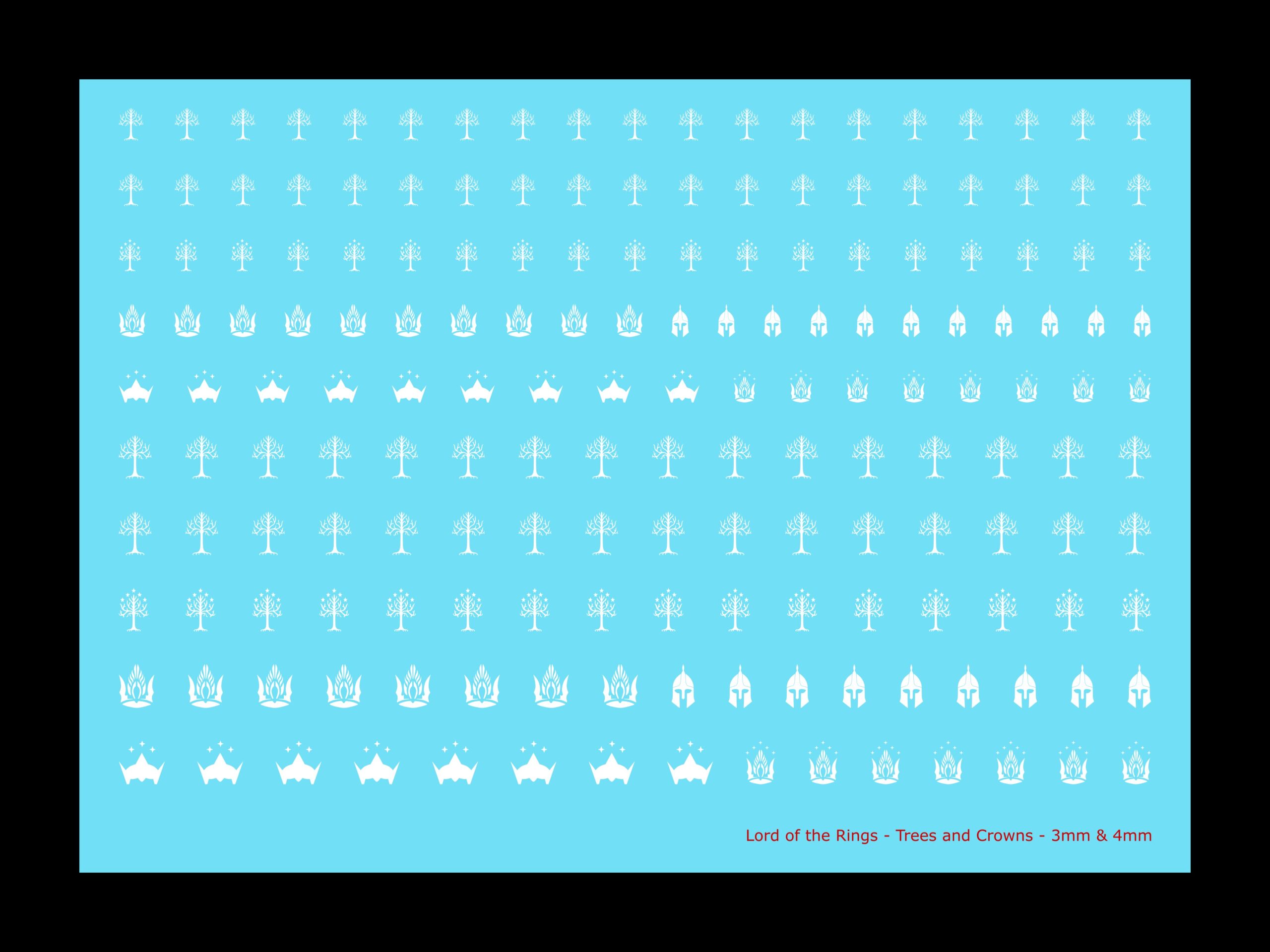 Sheet of smaller Gondor decals in white