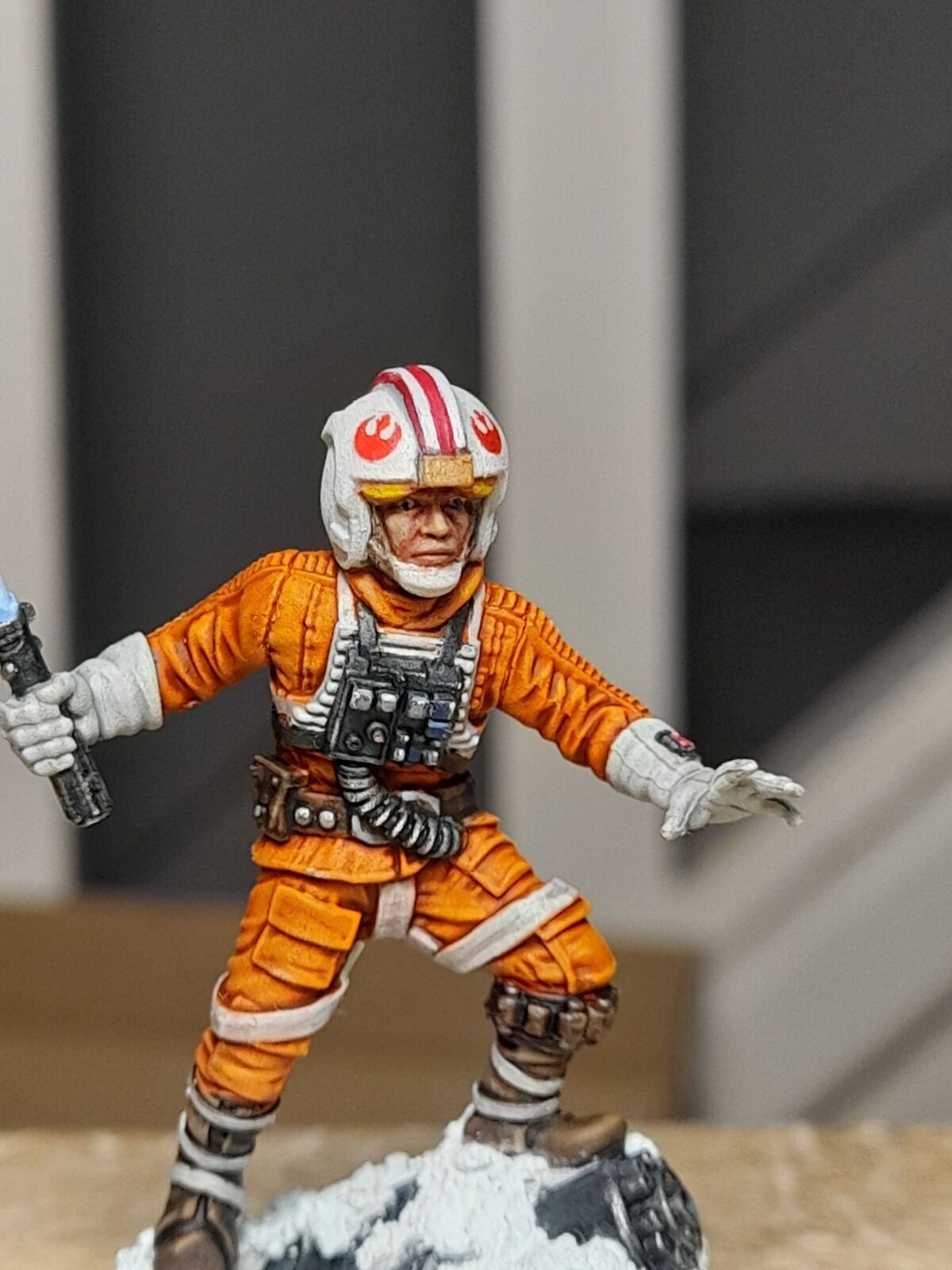Luke with rebel decal in his helmet