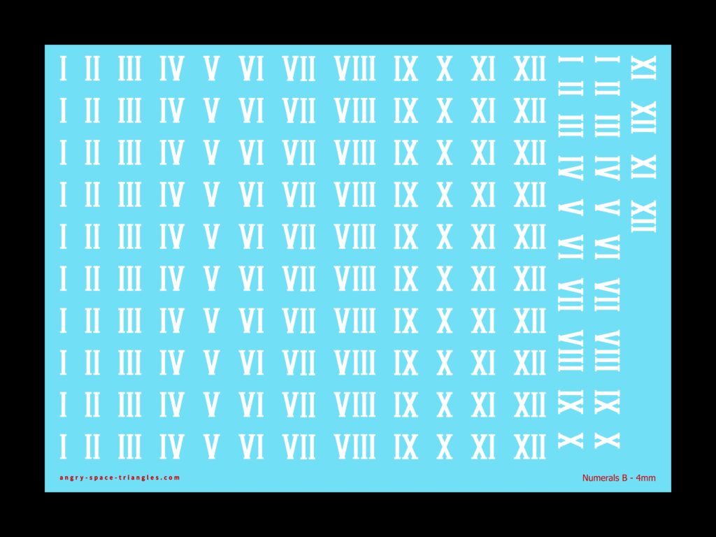 White Roman Numeral Decals