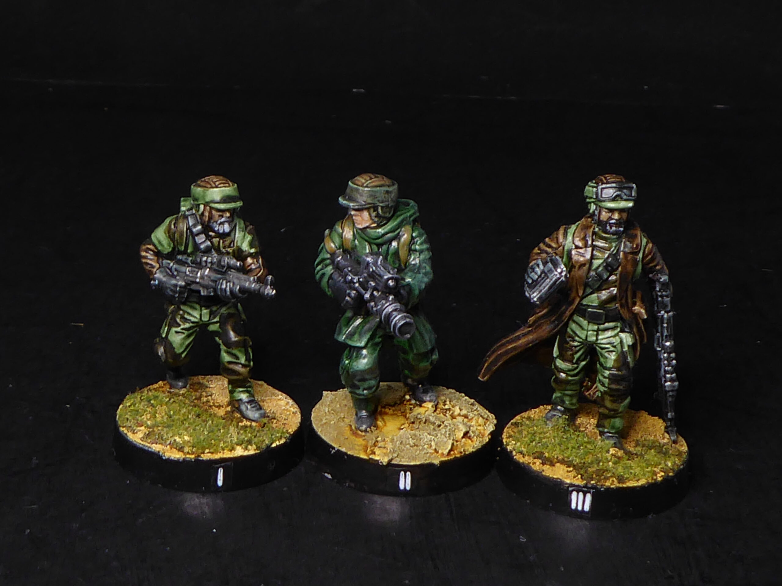 3 Star Wars Legion rebel troopers with roman numeral decals on their bases