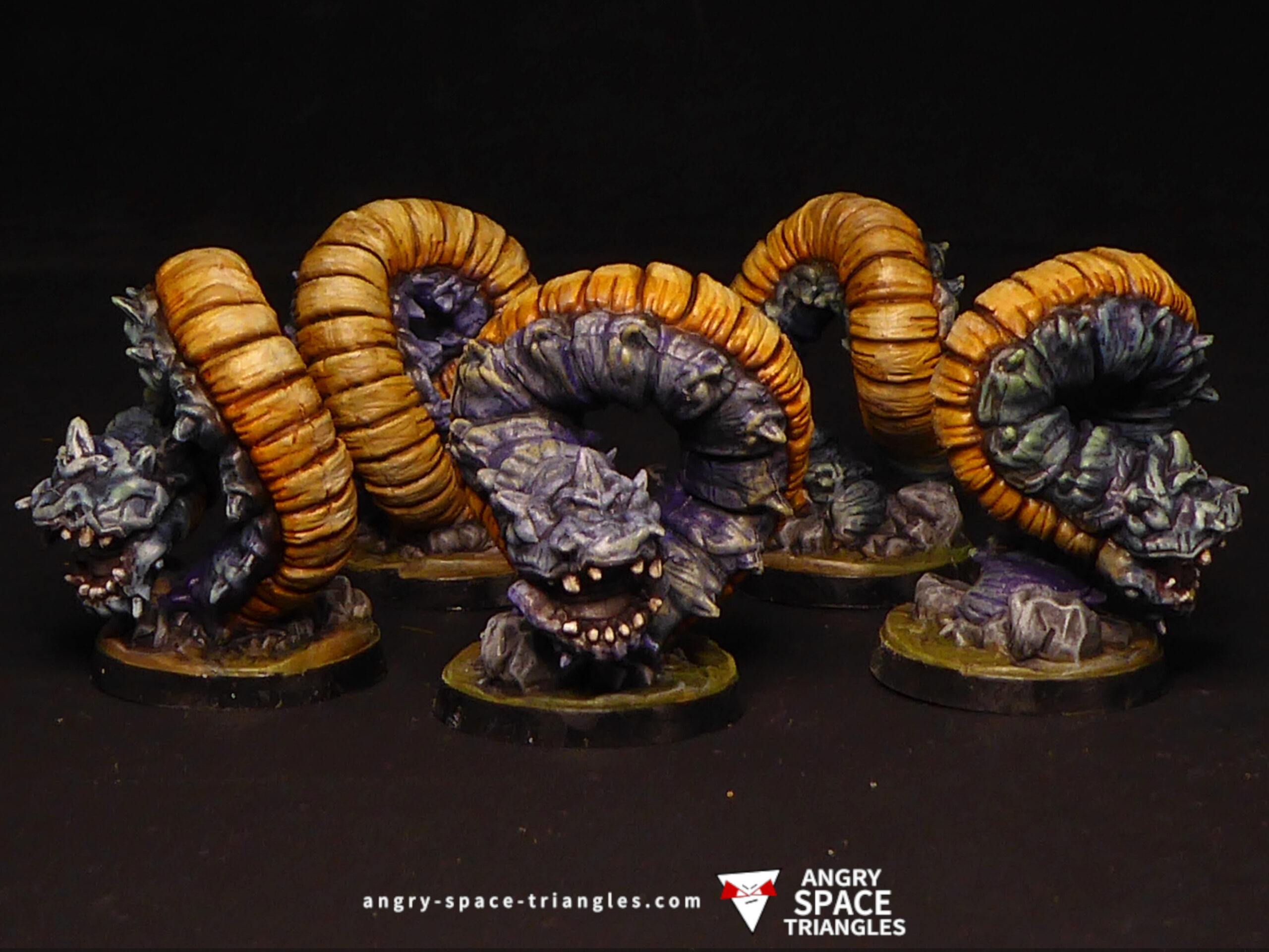 Painted worms from Blacklist Miniatures Fantasy Series 1