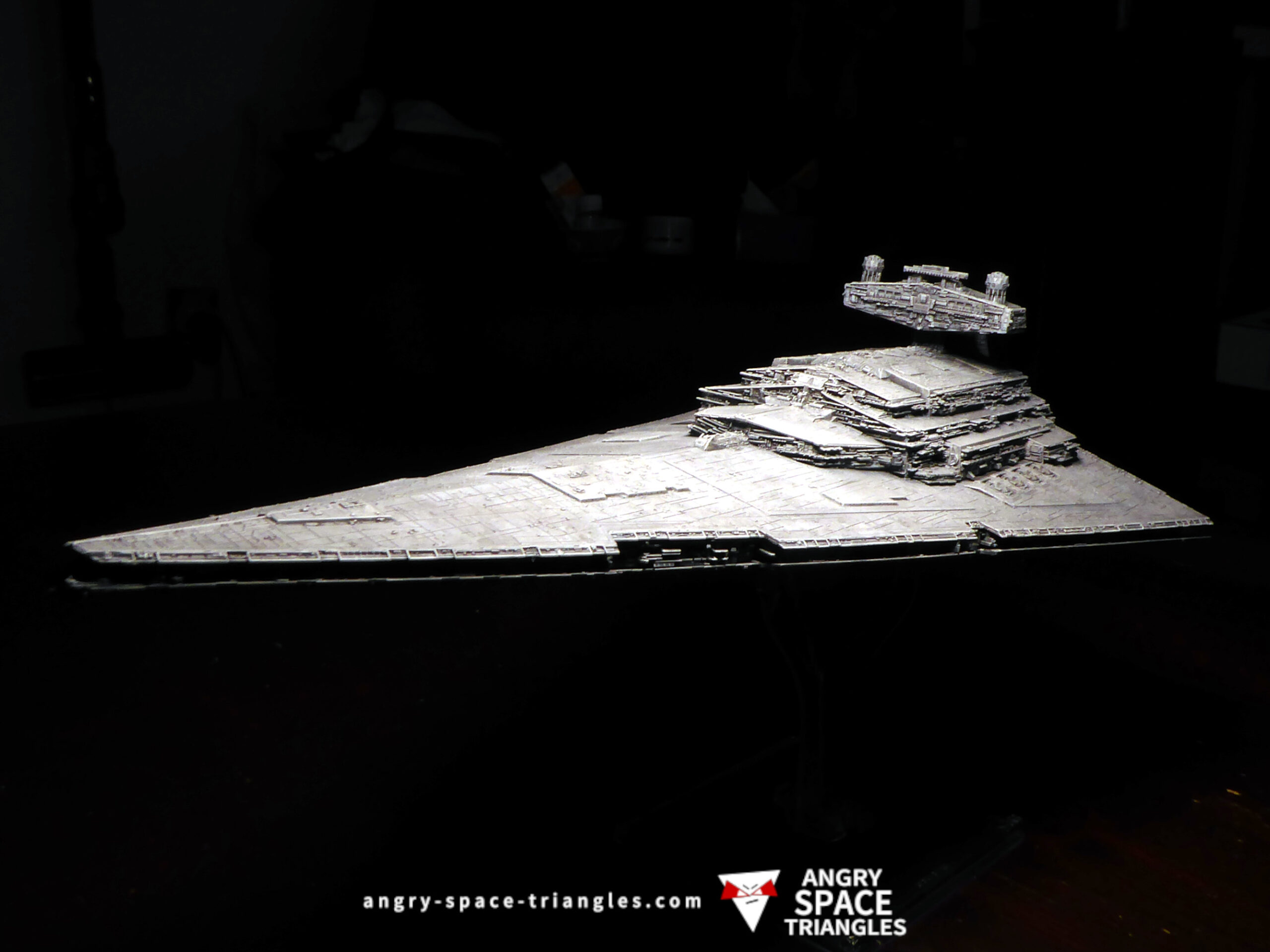 A Revell 1 to 5000 scale Imperial Star Destroyer - painted for a commission