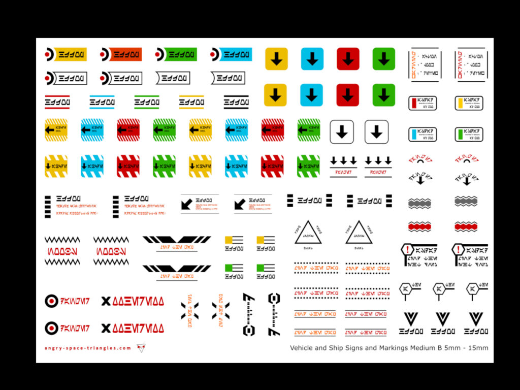 Sheet of mixed marking decals for Star Wars