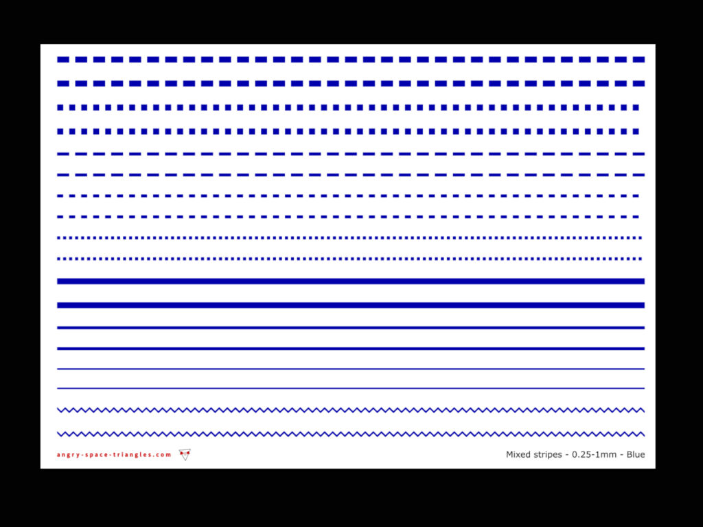 Mixed blue line marking transfers
