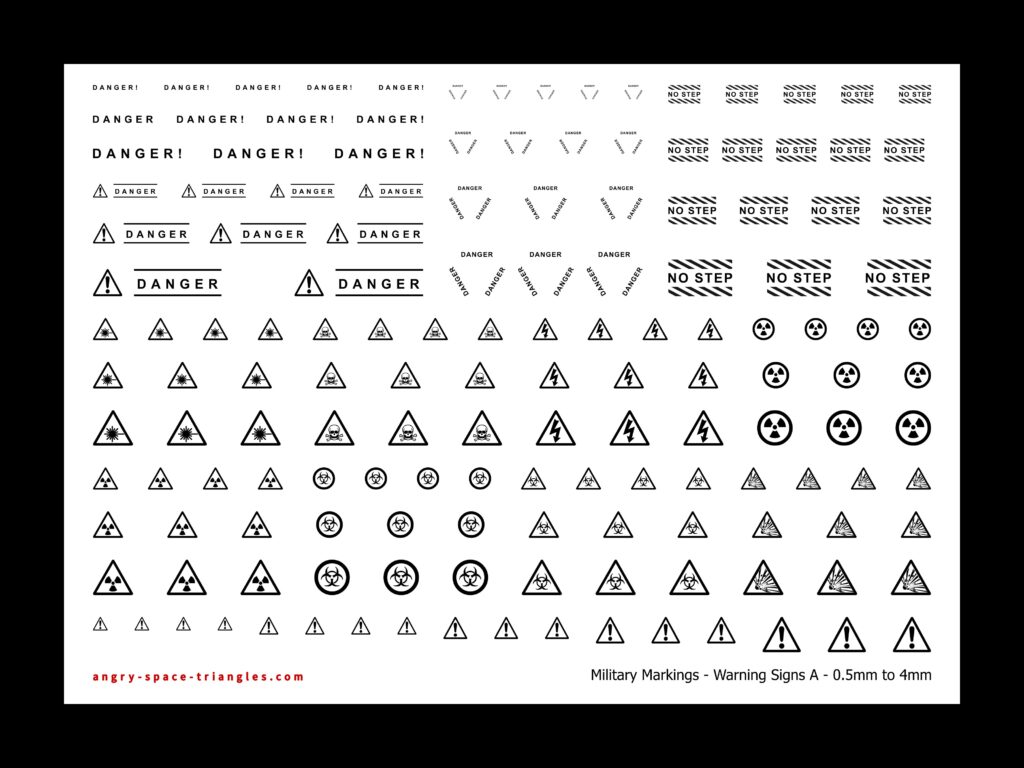 Warning signs in black