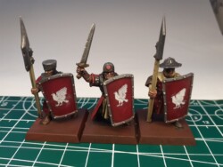 Some fantasy eagle decals on some spearmen's shields