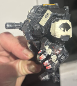 Custom Jaguar decal on a 40k dreadnought, and also some white kill-count tally decals.