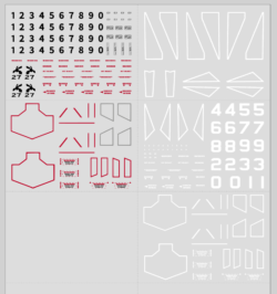 Sheet of custom decals recreated for a Aliens (film) dropship