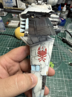 Custom Star Wars Phoenix Cell decals on the B-Wing model