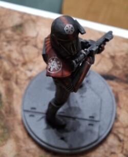 Custom decals on a Star Wars Legion miniature, possibly inferno squad